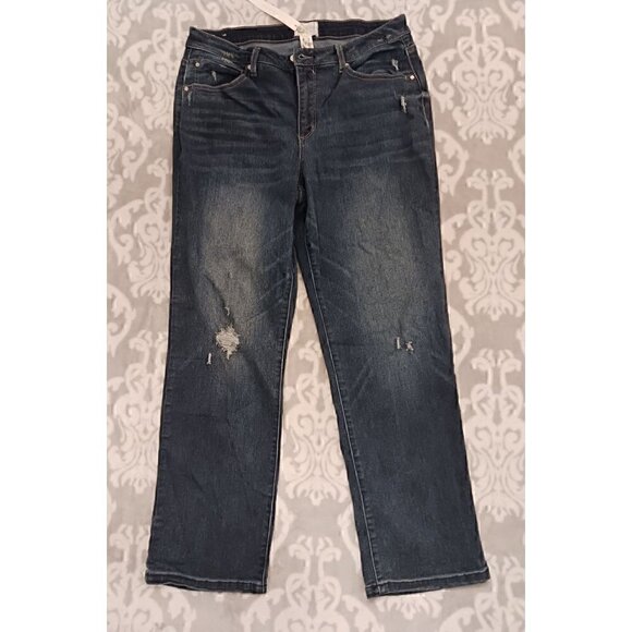 Caslon Distressed Straight Leg Jeans Size 14 NWT - Picture 1 of 6